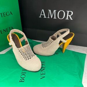 Bottega Veneta Woven Cream and Yellow Heels